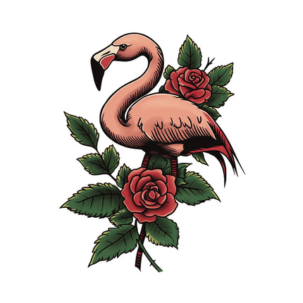 Garden Sentinel - Flamingo Among Roses